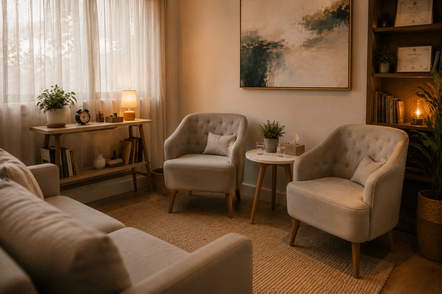Sala de terapia Viamão — sofá e poltrona